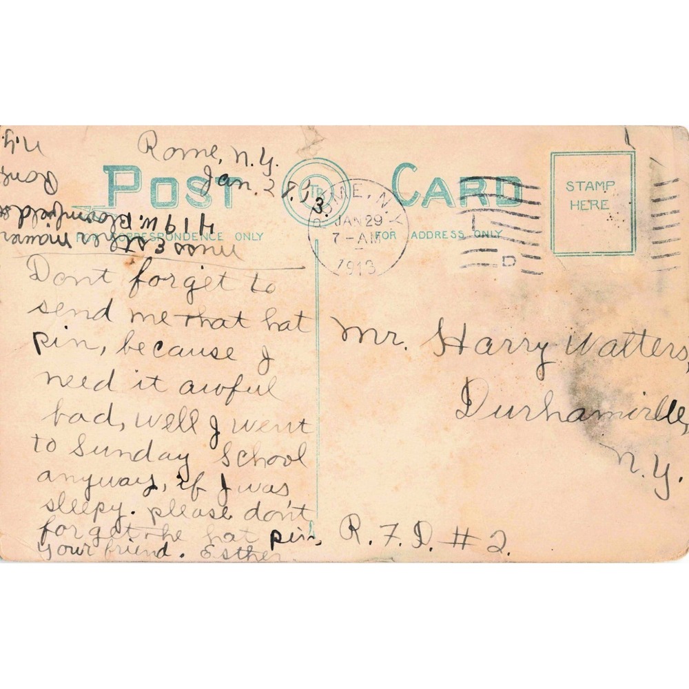 Vintage 1913 Rome NY Pennant Postcard Oh Please Don't Romantic Humor VG- - Picture 2 of 2